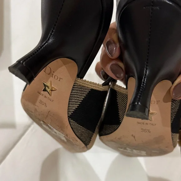Dior Black and Tan Check Heels - Picture 8 of 11